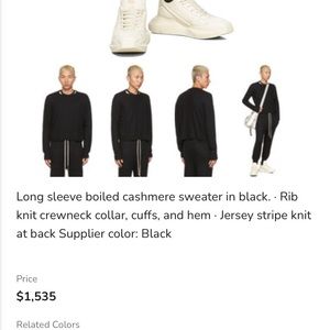 Rick Owens black boiled cashmere sweater good condition